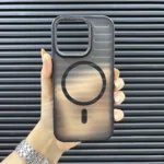 قاب (کاور، گارد، کیس) آیفون 16 پرو (iphone 16 pro) یانگ کیت مات مگ سیف و محافظ لنز دار طرح برجسته مشکی