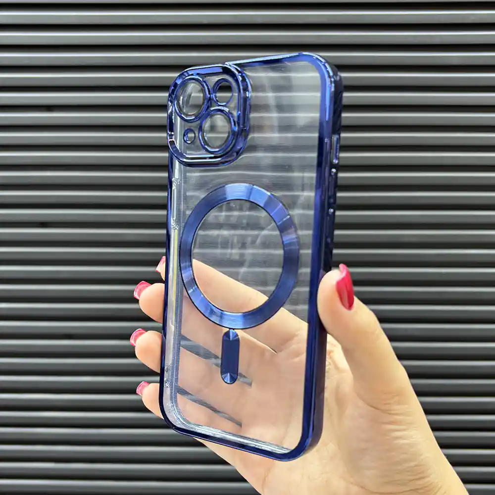 قاب (کاور، گارد، کیس) آیفون نرمال (iphone) شفاف شیشه ای ژله ای tpu مگ سیف (مگنتی) و محافظ لنز دار سرمه ای