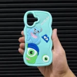 قاب (کاور، گارد، کیس) آیفون نرمال (iphone) دخترانه و بچگانه فانتزی طرح برجسته پاستیلی عروسکی کارتونی مانستر monster هیولا سالی و مایک آبی