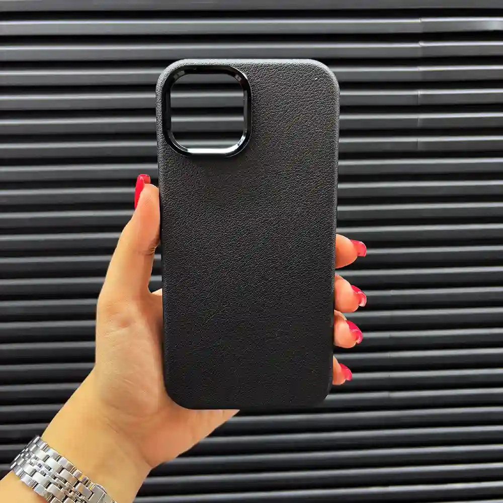 قاب (کاور، گارد، کیس) اپل آیفون (iphone) چرمی یوشیتا مشکی با لبه محافظ لنز