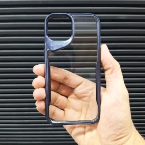 قاب (کاور، گارد، کیس) اپل آیفون (iphone) شفاف شیشه ای بی رنگ دکمه فلزی gear4 D30 سرمه ای