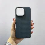 قاب (کاور، گارد، کیس) اپل آیفون (iphone) طرح کربن با لبه محافظ لنز خاکستری