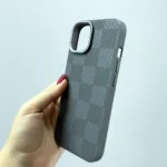 قاب (کاور، گارد، کیس) اپل آیفون (iphone) طرح کربن با لبه محافظ لنز خاکستری
