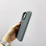 قاب (کاور، گارد، کیس) اپل آیفون (iphone) طرح کربن با لبه محافظ لنز خاکستری