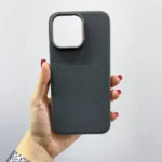 قاب (کاور، گارد، کیس) اپل آیفون (iphone) طرح کربن با لبه محافظ لنز خاکستری