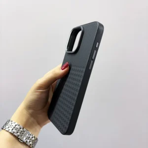 قاب (کاور، گارد، کیس) اپل آیفون (iphone) طرح کربن با لبه محافظ لنز مشکی