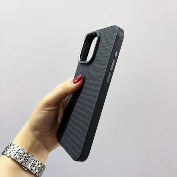 قاب (کاور، گارد، کیس) اپل آیفون (iphone) طرح کربن با لبه محافظ لنز مشکی