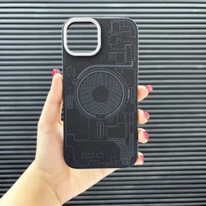 قاب (کاور، گارد، کیس) اپل آیفون (iphone) طرح کربن با لبه محافظ لنز مشکی