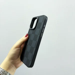 قاب (کاور، گارد، کیس) اپل آیفون (iphone) طرح کربن با لبه محافظ لنز مشکی