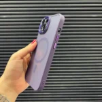 قاب (کاور، گارد، کیس) اپل آیفون نرمال معمولی (iphone) مات مگ سیف و محافظ لنز دار برجسته بنفش