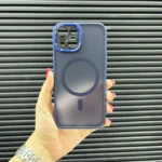 قاب (کاور، گارد، کیس) اپل آیفون نرمال معمولی (iphone) مات مگ سیف و محافظ لنز دار برجسته سرمه ای
