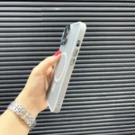 قاب (کاور، گارد، کیس) اپل آیفون نرمال معمولی (iphone) مات مگ سیف و محافظ لنز دار برجسته طوسی