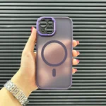 قاب (کاور، گارد، کیس) اپل آیفون نرمال معمولی (iphone) مات مگ سیف و محافظ لنز دار برجسته بنفش