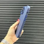 قاب (کاور، گارد، کیس) اپل آیفون نرمال معمولی (iphone) مات مگ سیف و محافظ لنز دار برجسته سرمه ای
