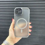 قاب (کاور، گارد، کیس) اپل آیفون نرمال معمولی (iphone) مات مگ سیف و محافظ لنز دار برجسته طوسی