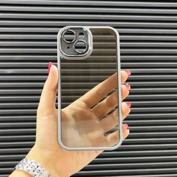 قاب (کاور، گارد، کیس) اپل آیفون (iphone) مات محافظ لنز دار برجسته طوسی