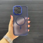 قاب (کاور، گارد، کیس) اپل آیفون (iphone) مات مگ سیف و محافظ لنز دار برجسته سرمه ای