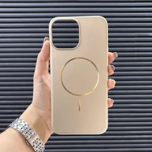 قاب گوشی (کاور، گارد، کیس) اپل آیفون (iphone) ساده pc نازک مگ سیف دار (مگنتی - آهنربایی) طلایی دیزرت