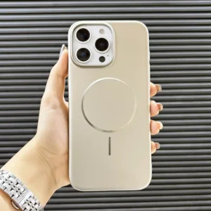 قاب گوشی (کاور، گارد، کیس) اپل آیفون (iphone) ساده pc نازک مگ سیف دار (مگنتی - آهنربایی) دیزرت نقره ای