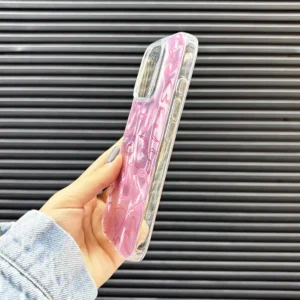 قاب گوشی (کاور، گارد، کیس) اپل آیفون (iphone) دخترانه طرح دار فانتزی سه بعدی هولوگرامی قلب صورتی