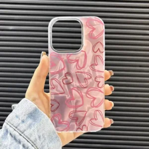 قاب گوشی (کاور، گارد، کیس) اپل آیفون (iphone) دخترانه طرح دار فانتزی سه بعدی هولوگرامی قلب صورتی